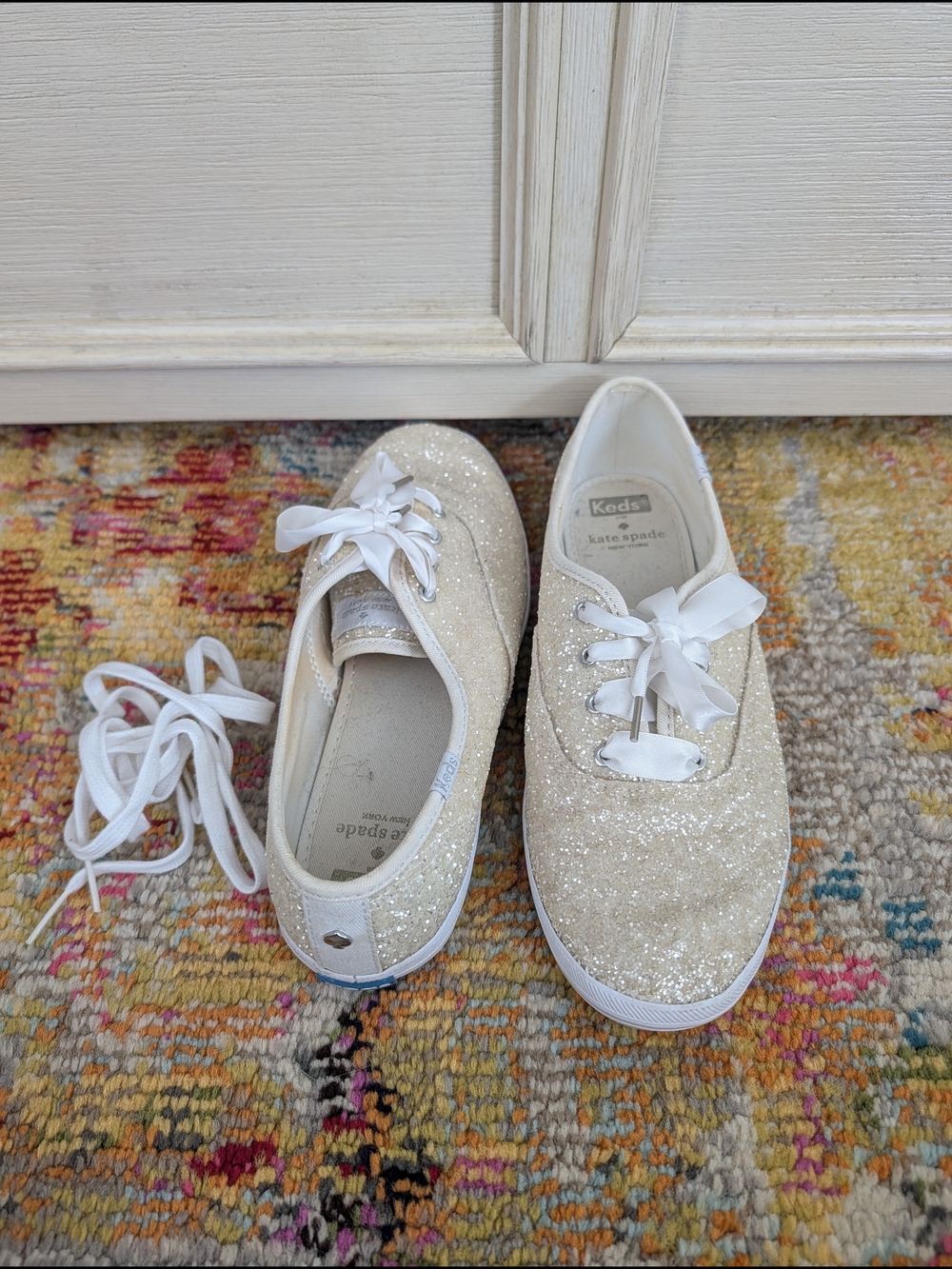 Keds x Kate Spade Glitter Ribbon Sneakers - Rose Gold - Picture 2 of 4